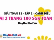 Giải bài 2 trang 100 Toán 11 tập 1 SGK Cánh Diều